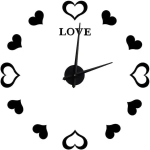 3d Design Wooden Heart shaped DIY Wall Clock