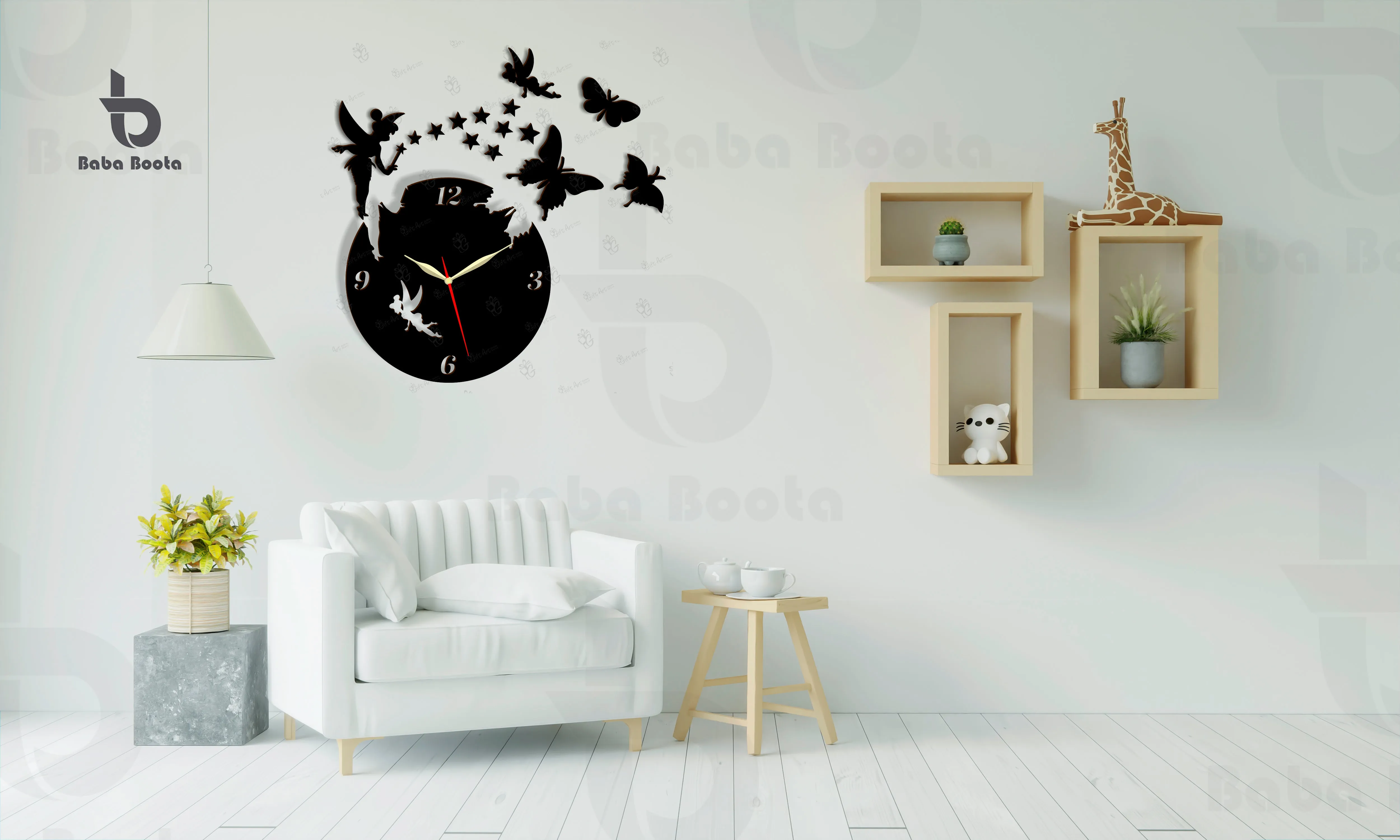 3D Fairy Tale Wooden Wall Clock