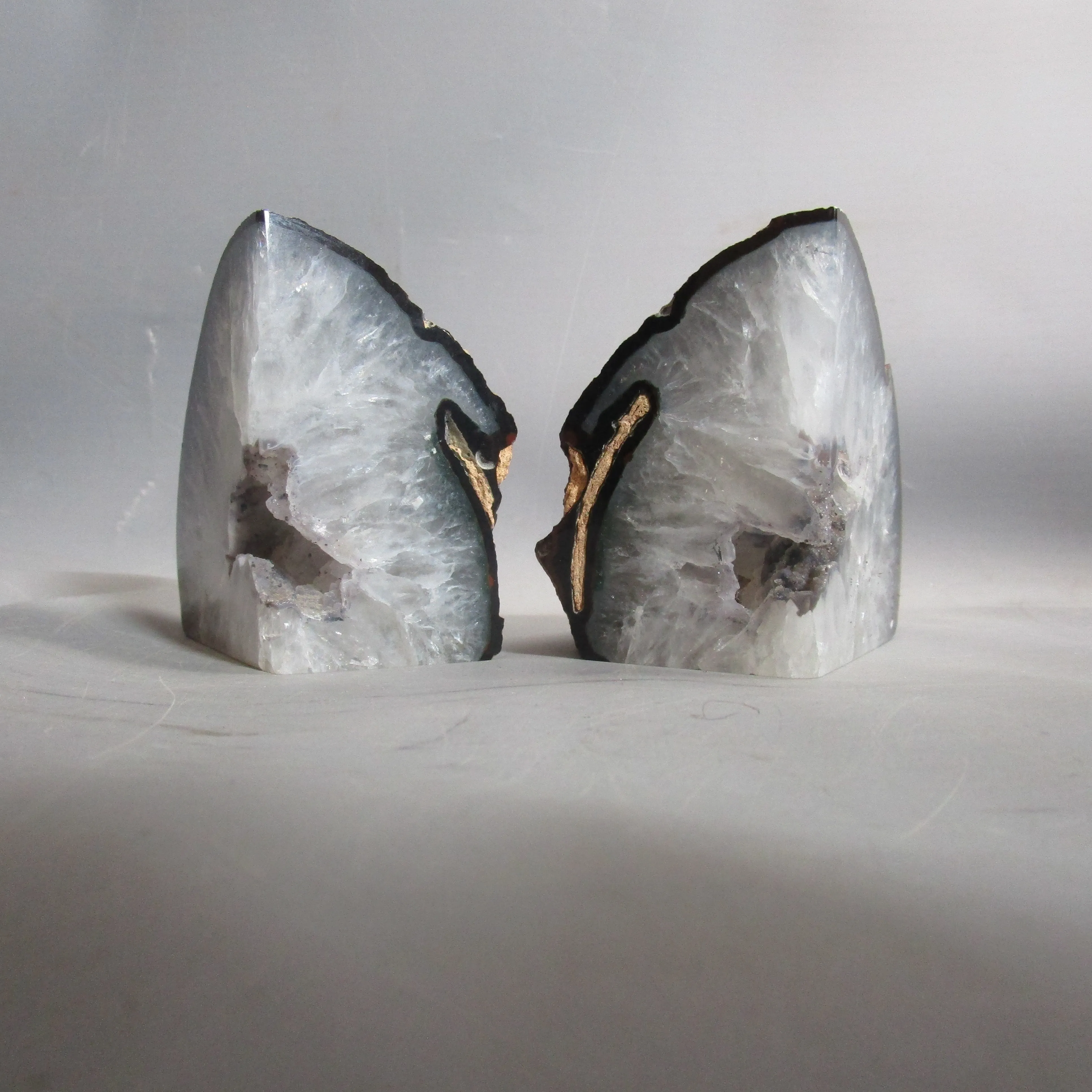 Agate Cut And Polished Geode Bookend's Vintage C1970s
