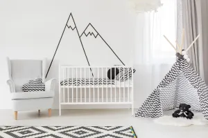 Black Thin Line Stickers - Mountains Peel And Stick Stripe Wall Decals Decor