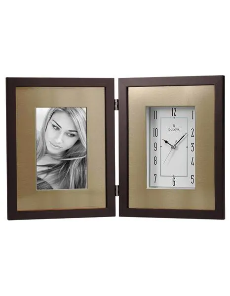 Bulova Winfield - Picture Frame Clock - Espresso Brown Wood Case