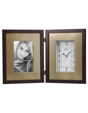 Bulova Winfield - Picture Frame Clock - Espresso Brown Wood Case