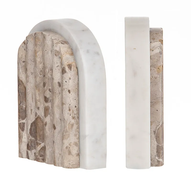 Carprani Bookends Set Of 2 (White   Beige Marble)