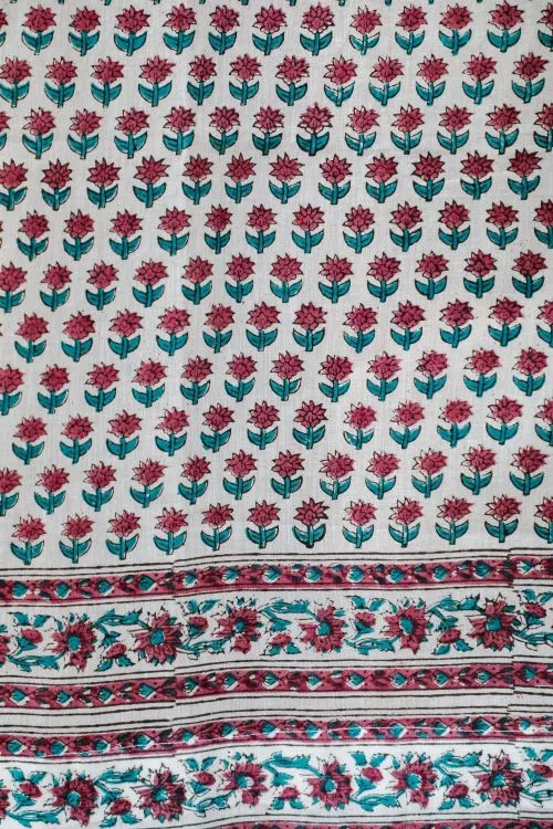 Florel Sprouts Hand Block Printed Window Curtain