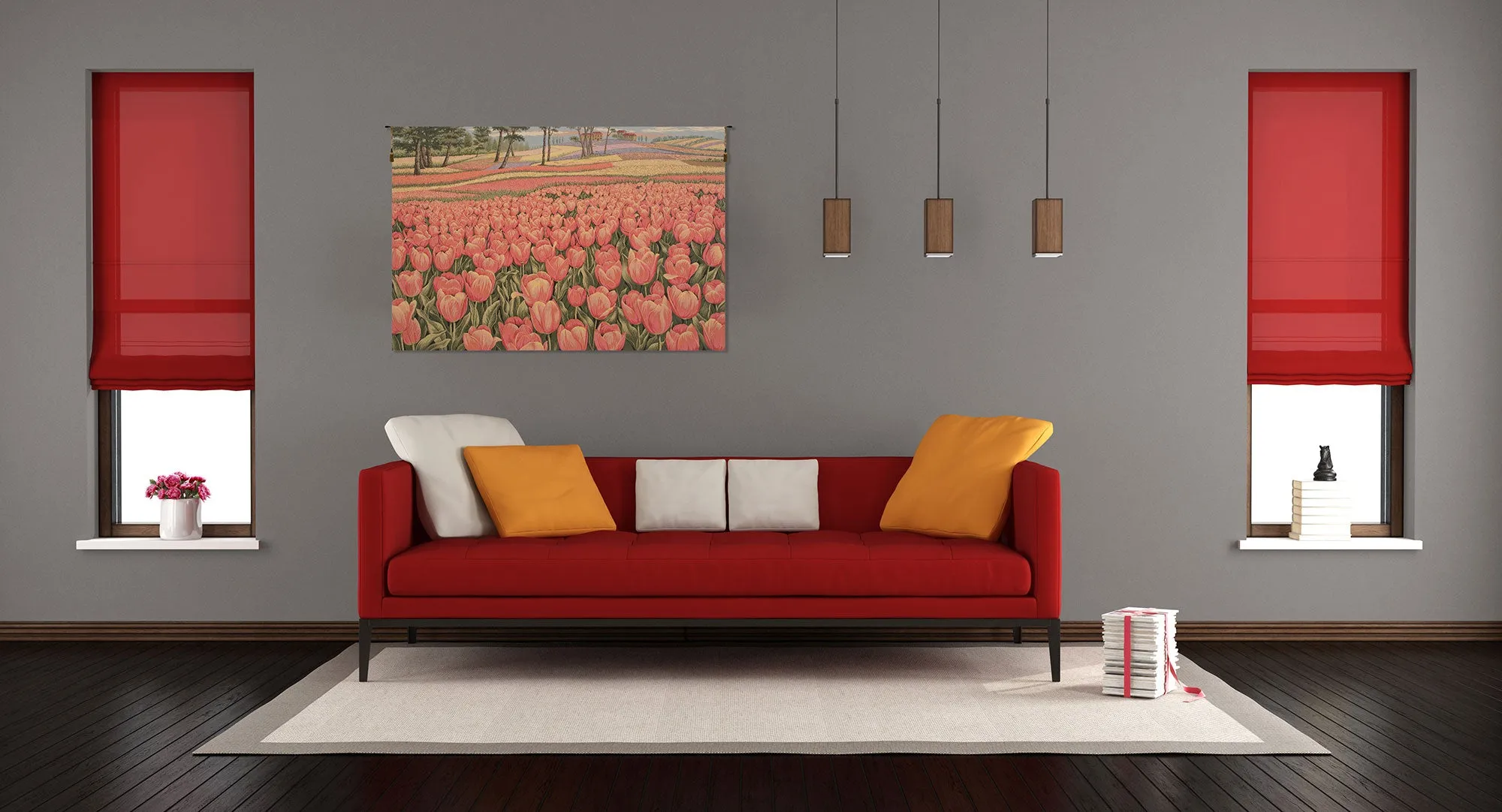 Tulipani Italian Tapestry Wall Hanging by Alberto Passini