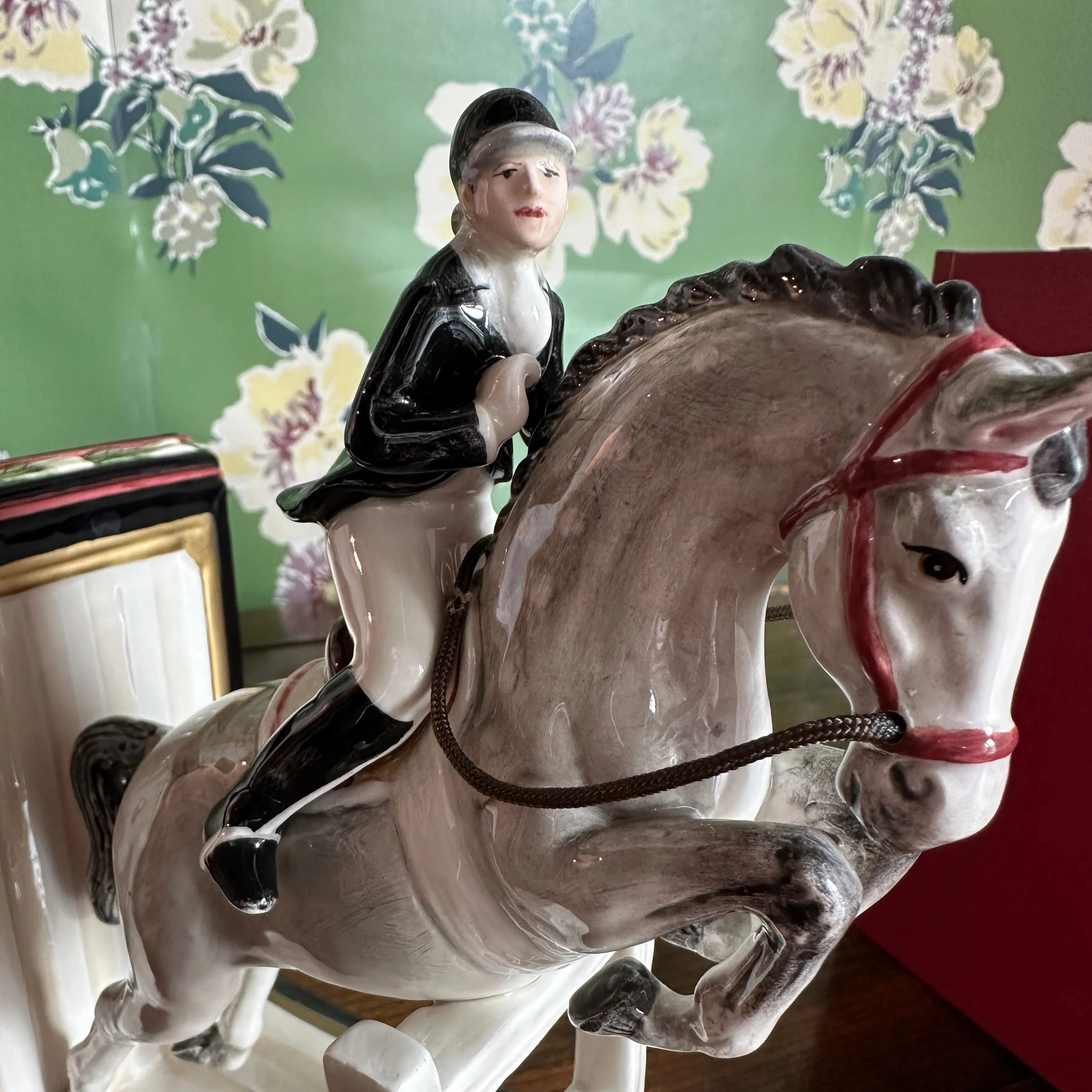 Vintage Ceramic Show Jumpers Horse Bookends, Set of 2