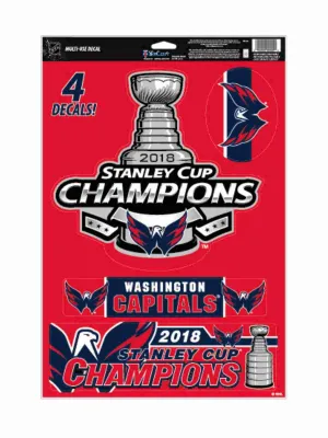 Washington Capitals 2018 NHL Stanley Cup Champions Multi-Use Decal Set (4 Pack)