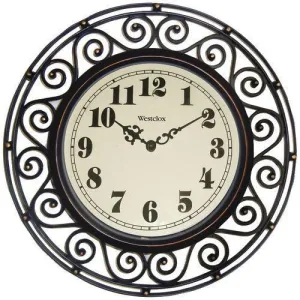 Westclox 12&amp;quot; Round Filigree Rubbed Bronze Finish Clock (pack of 1 Ea)