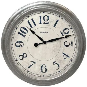 Westclox 15.5&amp;quot; Round Galvanized Finish Gray Wall Clock (pack of 1 Ea)
